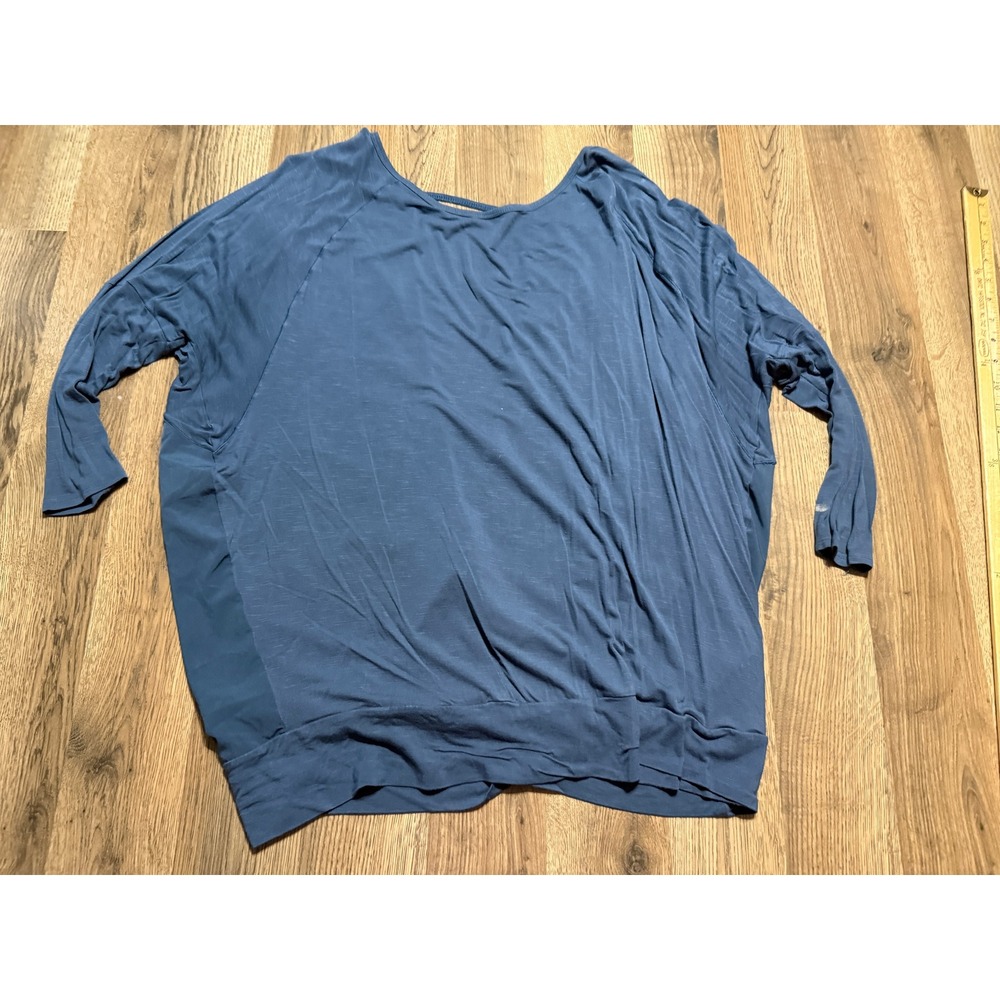 Champion T-Shirt Womens Size XL Blue Long Sleeve Activewear Slub Knit K9725-9J9